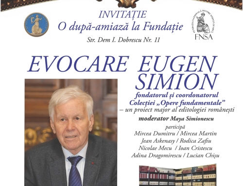 Evocare Eugen Simion la Fundația Națională pentru Știință și Artă